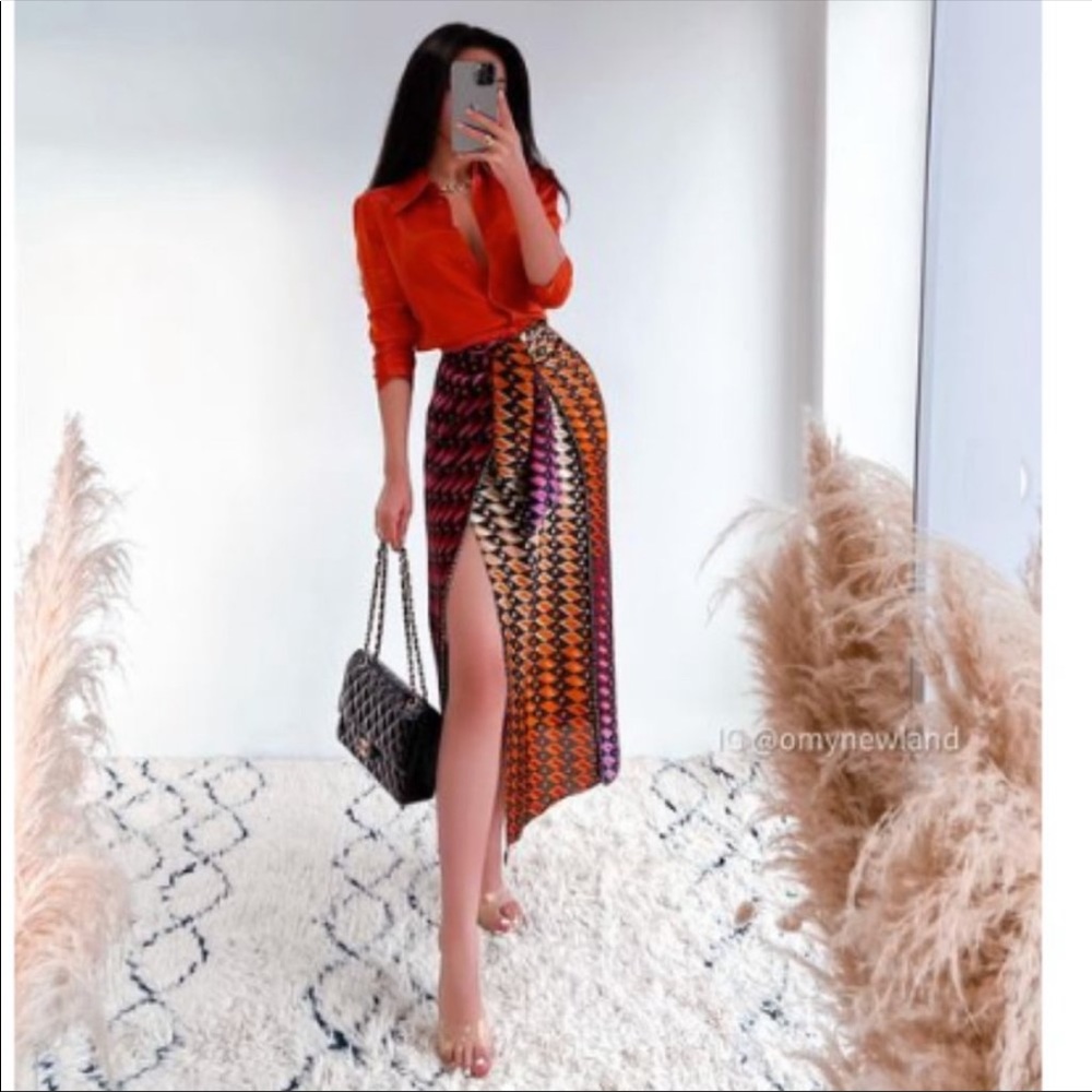 Zara printed skirt with knot